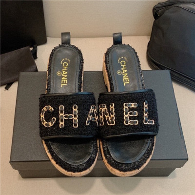 Chanel 2021 Women's Embroidery Slipper,CHAS0633 - 샤넬 2021 여성용 임브로이더리 슬리퍼,Size(225-250),블랙