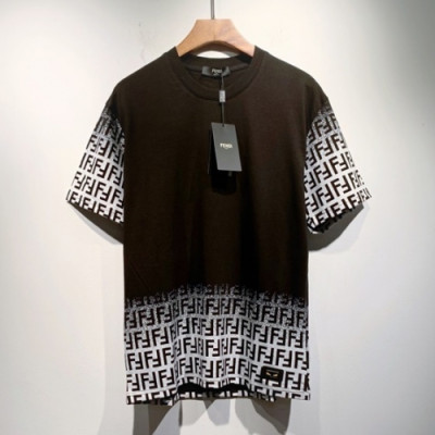 Fendi  Mens Logo Casual Short Sleeved Tshirts Black - 펜디 2021 남성 로고 캐쥬얼 코튼 반팔티 Fen0982x Size(s - 2xl) 블랙