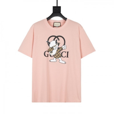 Gucci  Mm/Wm Logo Short Sleeved Tshirts Ivory - 구찌 2021 남/녀 로고 반팔티 Guc03764x Size(xs - l) 핑크