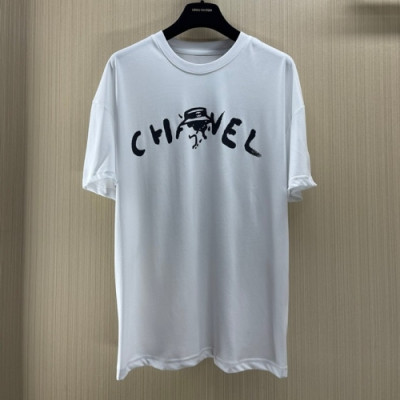 Chanel  Mm/Wm 'CC' Logo Cotton Short Sleeved Tshirts White - 샤넬 2021 남/녀 'CC'로고 코튼 반팔티 Cnl0703x Size(s - 2xl) 화이트