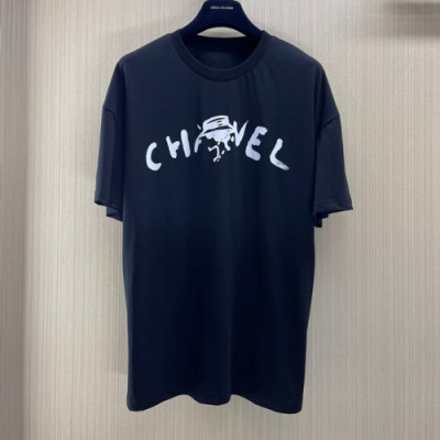 Chanel  Mm/Wm 'CC' Logo Cotton Short Sleeved Tshirts Black - 샤넬 2021 남/녀 'CC'로고 코튼 반팔티 Cnl0704x Size(s - 2xl) 블랙