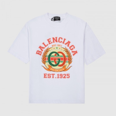 [매장판]Balenciaga  Mm/Wm Logo Cotton Short Sleeved Tshirts White - 발렌시아가 2021 남/녀 로고 코튼 반팔티 Bal01074x Size(xs - l) 화이트