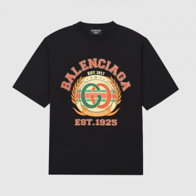 Balenciaga  Mm/Wm Logo Cotton Short Sleeved Tshirts Black - 발렌시아가 2021 남/녀 로고 코튼 반팔티 Bal01075x Size(xs - l) 블랙