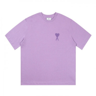 Ami  Mm/Wm 'Ami de Coeur' Casual Cotton Short Sleeved Tshirt Purple - 아미 2021 남/녀 로고 코튼 캐쥬얼 반팔티 Ami0139x Size(s - xl) 퍼플