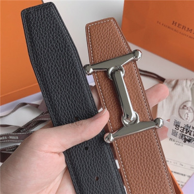 Hermes 2021 Men's Leather Belt,3.8cm,HERBT0147 - 에르메스 2021 남성용 레더 벨트,3.8cm,브라운