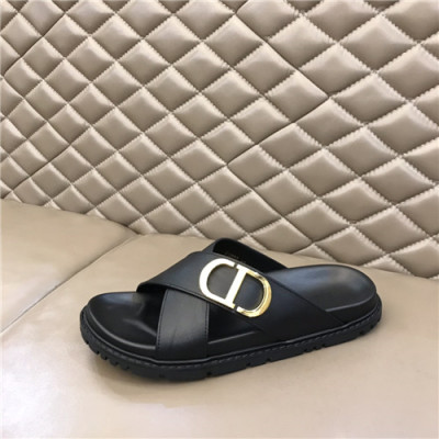 Dior 2021 Men's Leather Slipper,DIOS0416 - 디올 2021 남성용 레더 슬리퍼,Size(240-270),블랙