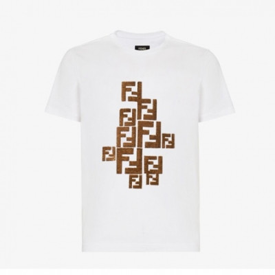 Fendi  Mens Logo Casual Short Sleeved Tshirts White - 펜디 2021 남성 로고 캐쥬얼 코튼 반팔티 Fen0986x Size(xs - l) 화이트