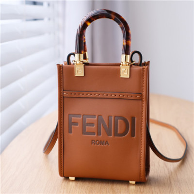 [트랜디한]Fendi 2021 Women's Leather Mini Tote Bag/Shoulder Bag,18cm,FENB0676 - 펜디 2021 여성용 레더 미니 토트백/숄더백,18cm,브라운