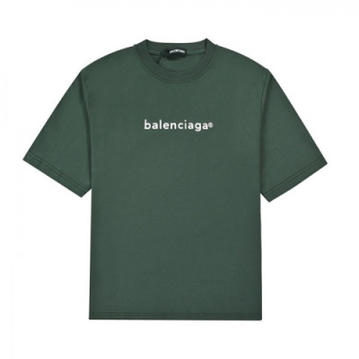 Balenciaga  Mm/Wm Logo Cotton Short Sleeved Tshirts Green - 발렌시아가 2021 남/녀 로고 코튼 반팔티 Bal01088x Size(xs - l) 그린