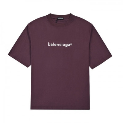Balenciaga  Mm/Wm Logo Cotton Short Sleeved Tshirts Burgundy - 발렌시아가 2021 남/녀 로고 코튼 반팔티 Bal01089x Size(xs - l) 버건디