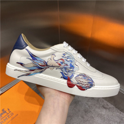 Hermes 2021 Men's Leather Sneakers,HERS0483 - 에르메스 2021 남성용 레더 스니커즈,Size(240-270),화이트