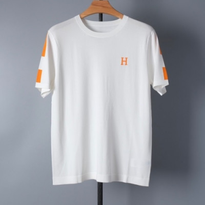 [유니크]Hermes  Mens Crew-neck Short Sleeved Tshirts White - 에르메스 2021 남성 크루넥 반팔티 Her0666x Size(m - 3xl) 화이트