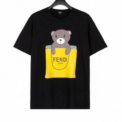 Fendi  Mm/Wm Logo Casual Short Sleeved Tshirts Black - 펜디 2021 남/녀 로고 캐쥬얼 코튼 반팔티 Fen0996x Size(xs - l) 블랙