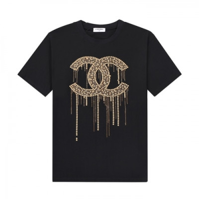 Chanel  Mm/Wm 'CC' Logo Cotton Short Sleeved Tshirts Black - 샤넬 2021 남/녀 'CC'로고 코튼 반팔티 Cnl0717x Size(xs - l) 블랙