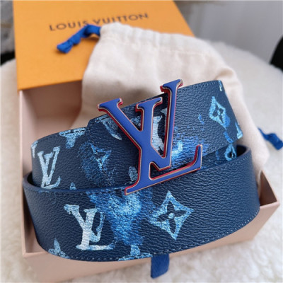 Louis Vuitton 2021 Men's Leather Belt,4.0cm,LOUBT0205 - 루이비통 2021 남성용 레더 벨트,4.0cm,블루