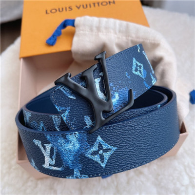 Louis Vuitton 2021 Men's Leather Belt,4.0cm,LOUBT0207 - 루이비통 2021 남성용 레더 벨트,4.0cm,블루
