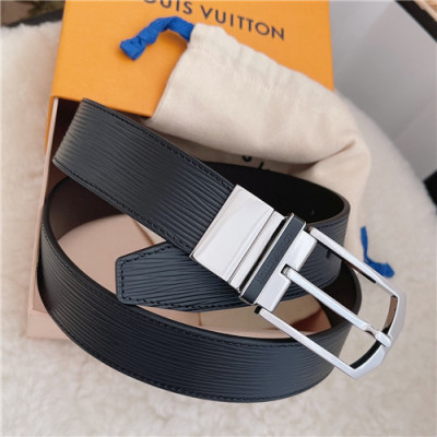 Louis Vuitton 2021 Men's Leather Belt,3.5cm,LOUBT0208 - 루이비통 2021 남성용 레더 벨트,3.5cm,블랙