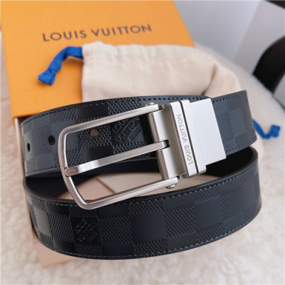 Louis Vuitton 2021 Men's Leather Belt,3.5cm,LOUBT0210 - 루이비통 2021 남성용 레더 벨트,3.5cm,블랙