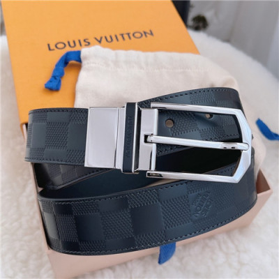 Louis Vuitton 2021 Men's Leather Belt,3.5cm,LOUBT0211 - 루이비통 2021 남성용 레더 벨트,3.5cm,블랙