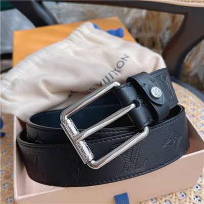 Louis Vuitton 2021 Men's Leather Belt,3.5cm,LOUBT0212 - 루이비통 2021 남성용 레더 벨트,3.5cm,블랙
