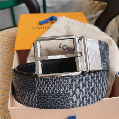 Louis Vuitton 2021 Men's Leather Belt,4.0cm,LOUBT0213 - 루이비통 2021 남성용 레더 벨트,4.0cm,닥크그레이