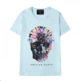 Philipp-plein  Mens Logo Cotton Short Sleeved Tshirts Blue - 필립플레인 2021 남성 로고 코튼 반팔티 Phi0144x Size(s - 2xl) 블루