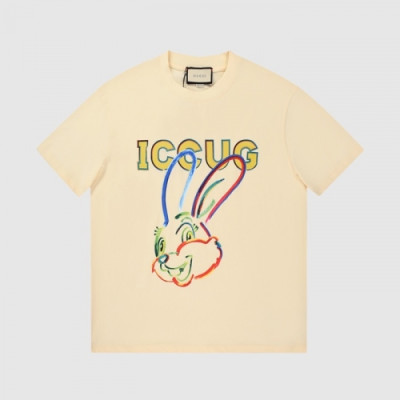 Gucci  Mm/Wm Logo Short Sleeved Tshirts Ivory - 구찌 2021 남/녀 로고 반팔티 Guc03830x Size(s - l) 아이보리