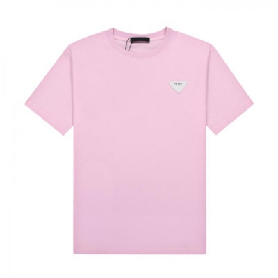 Prada   Mm/Wm Basic Logo Short Sleeved Tshirts Pink - 프라다 2021 남/녀 베이직 로고 반팔티 Pra02312x Size(s - xl) 핑크