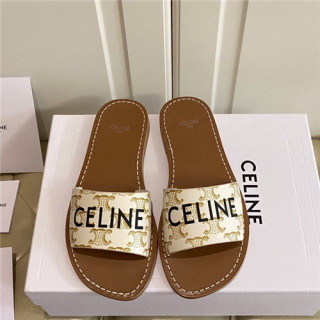 Celine 2021 Women's Leather Slipper,CELS0016 - 셀린느 2021 여성용 레더 슬리퍼,Size(225-250),화이트