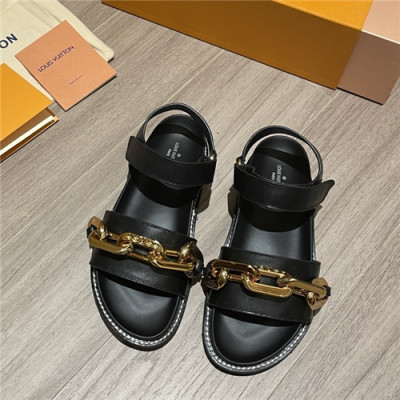 Louis Vuitton 2021 Women's Leather Sandal,LOUS2125 - 루이비통 2021 여성용 레더 샌들,Size(225-250),블랙