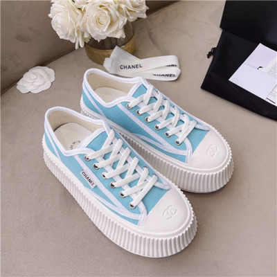 Chanel 2021 Women's Canvas Sneakers,CHAS0640 - 샤넬 2021 여성용 캔버스 스니커즈,Size(225-250),스카이블루