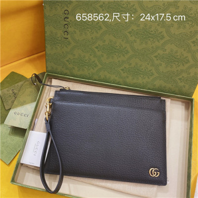 [구찌]Gucci 2021 Men's Leather Clutch Bag,23cm,GUB1314 - 구찌 2021 남성용 레더 클러치백,23cm,블랙