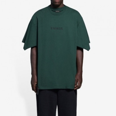 Balenciaga  Mm/Wm Logo Cotton Short Sleeved Tshirts Green - 발렌시아가 2021 남/녀 로고 코튼 반팔티 Bal01104x Size(xs - l) 그린