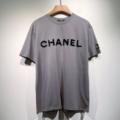 Chanel  Mm/Wm 'CC' Logo Cotton Short Sleeved Tshirts Gray - 샤넬 2021 남/녀 'CC'로고 코튼 반팔티 Cnl0720x Size(s - 2xl) 그레이