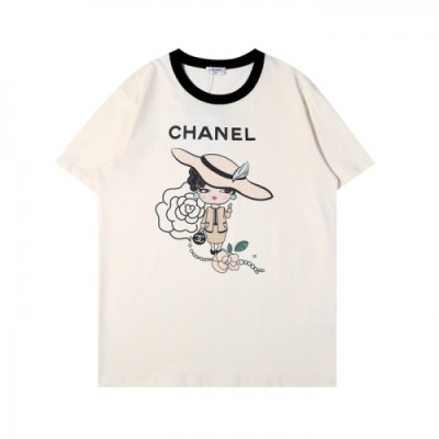 Chanel  Womens 'CC' Logo Cotton Short Sleeved Tshirts - 샤넬 2021  여성 'CC'로고 코튼 반팔티 Cnl0722x Size(s - xl) 아이보리