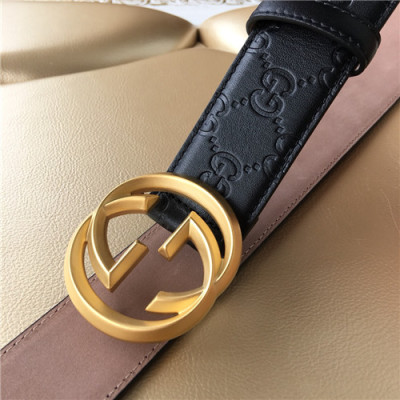 Gucci 2021 Men's Leather Belt,3.8cm,GUBT0201 - 구찌 2021 남성용 레더 벨트,3.8cm,블랙