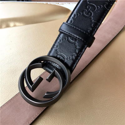 Gucci 2021 Men's Leather Belt,3.8cm,GUBT0203 - 구찌 2021 남성용 레더 벨트,3.8cm,블랙