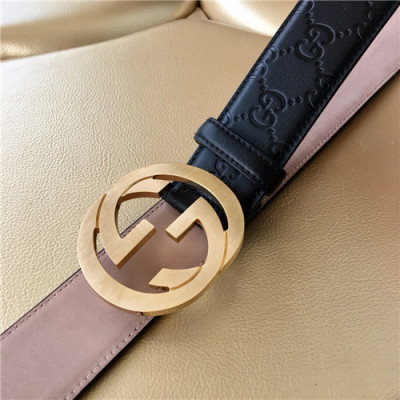 Gucci 2021 Men's Leather Belt,3.8cm,GUBT0204 - 구찌 2021 남성용 레더 벨트,3.8cm,블랙