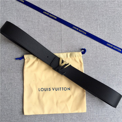 Louis Vuitton 2021 Men's Leather Belt,4.0cm,LOUBT0217 - 루이비통 2021 남성용 레더 벨트,4.0cm,블랙