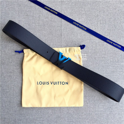 Louis Vuitton 2021 Men's Leather Belt,4.0cm,LOUBT0220 - 루이비통 2021 남성용 레더 벨트,4.0cm,네이비