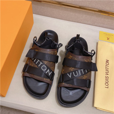 Louis Vuitton 2021 Men's Leather Sandal,LOUS2162 - 루이비통 2021 남성용 레더 샌들,Size(240-270),브라운