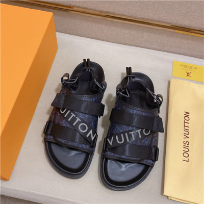 Louis Vuitton 2021 Men's Leather Sandal,LOUS2163 - 루이비통 2021 남성용 레더 샌들,Size(240-270),네이비