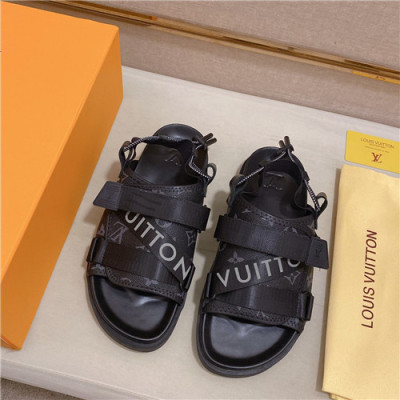 Louis Vuitton 2021 Men's Leather Sandal,LOUS2164 - 루이비통 2021 남성용 레더 샌들,Size(240-270),블랙