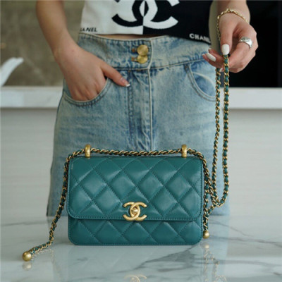 [럭셔리한]Chanel 2021 Women's Leather Cross Bag,19cm,CHAB1710 - 샤넬 2021 여성용 레더 크로스백,19cm,그린