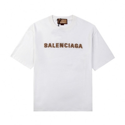 Balenciaga  Mm/Wm Logo Cotton Short Sleeved Tshirts White - 발렌시아가 2021 남/녀 로고 코튼 반팔티 Bal01120x Size(xs - l) 화이트