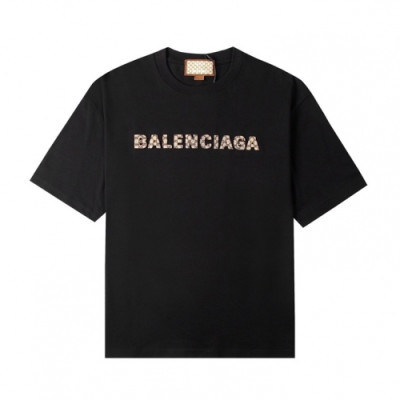 Balenciaga  Mm/Wm Logo Cotton Short Sleeved Tshirts Black - 발렌시아가 2021 남/녀 로고 코튼 반팔티 Bal01121x Size(xs - l) 블랙