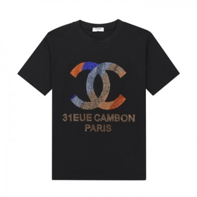 Chanel  Mm/Wm 'CC' Logo Cotton Short Sleeved Tshirts Black - 샤넬 2021 남/녀 'CC'로고 코튼 반팔티 Cnl0724x Size(xs - l) 블랙