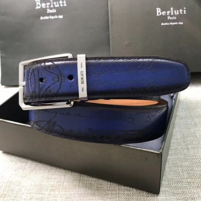 Berluti 2024 Mens Leather Belt,3.5cm,BLTBT0001 - 벨루티 2024 남성용 레더 벨트,3.5cm,블루