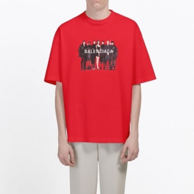 Balenciaga  Mm/Wm Logo Cotton Short Sleeved Tshirts Red - 발렌시아가 2021 남/녀 로고 코튼 반팔티 Bal01136x Size(xs - l) 레드