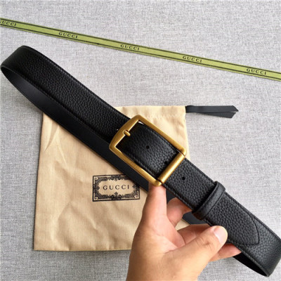 Gucci 2021 Men's Leather Belt,3.8cm,GUBT0218 - 구찌 2021 남성용 레더 벨트,3.8cm, 블랙